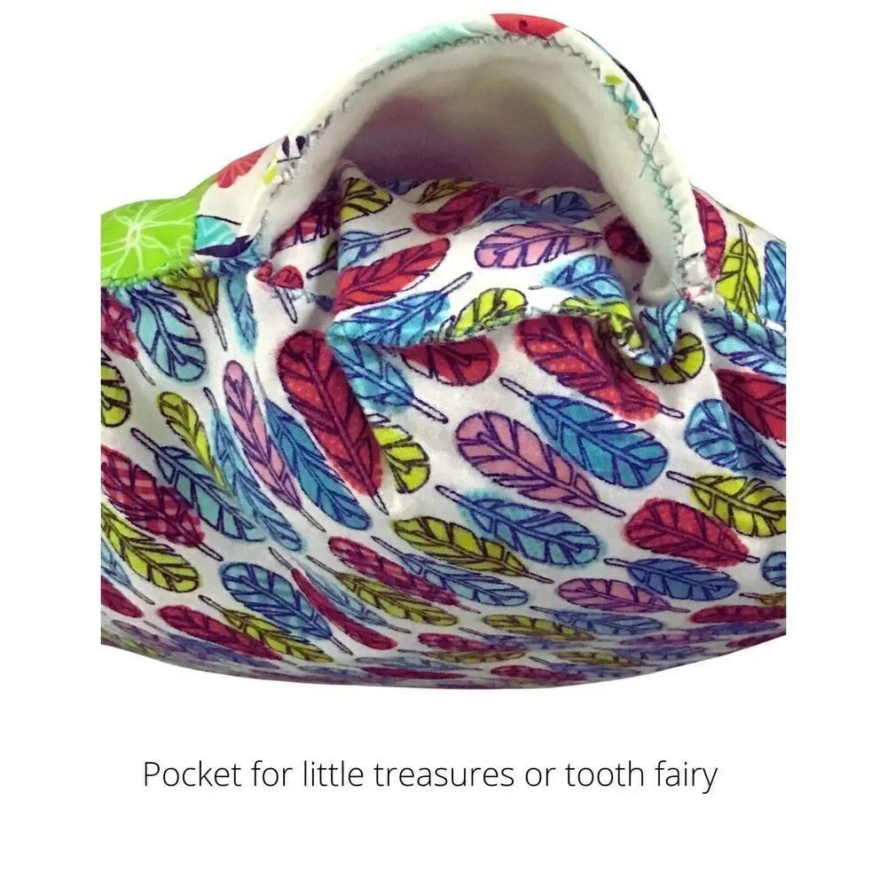 Birds and Feathers Decorative Pillow Secret Money Tooth Pocket